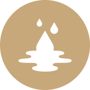 Droplets and ripples graphic in circle