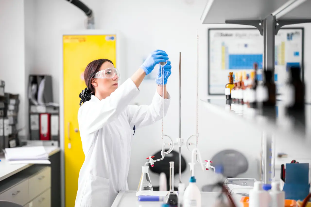 Scientist conducting experiment in laboratory