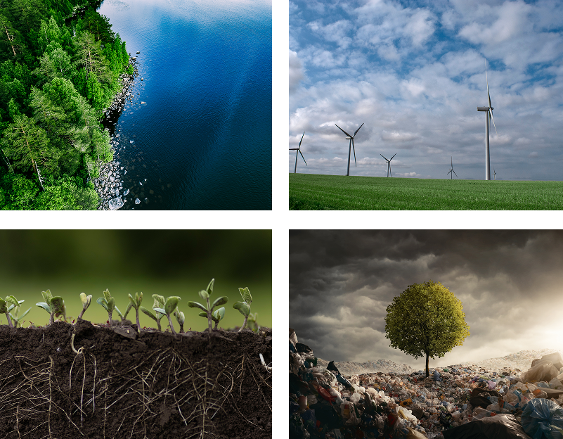 Wind turbines under cloudy sky