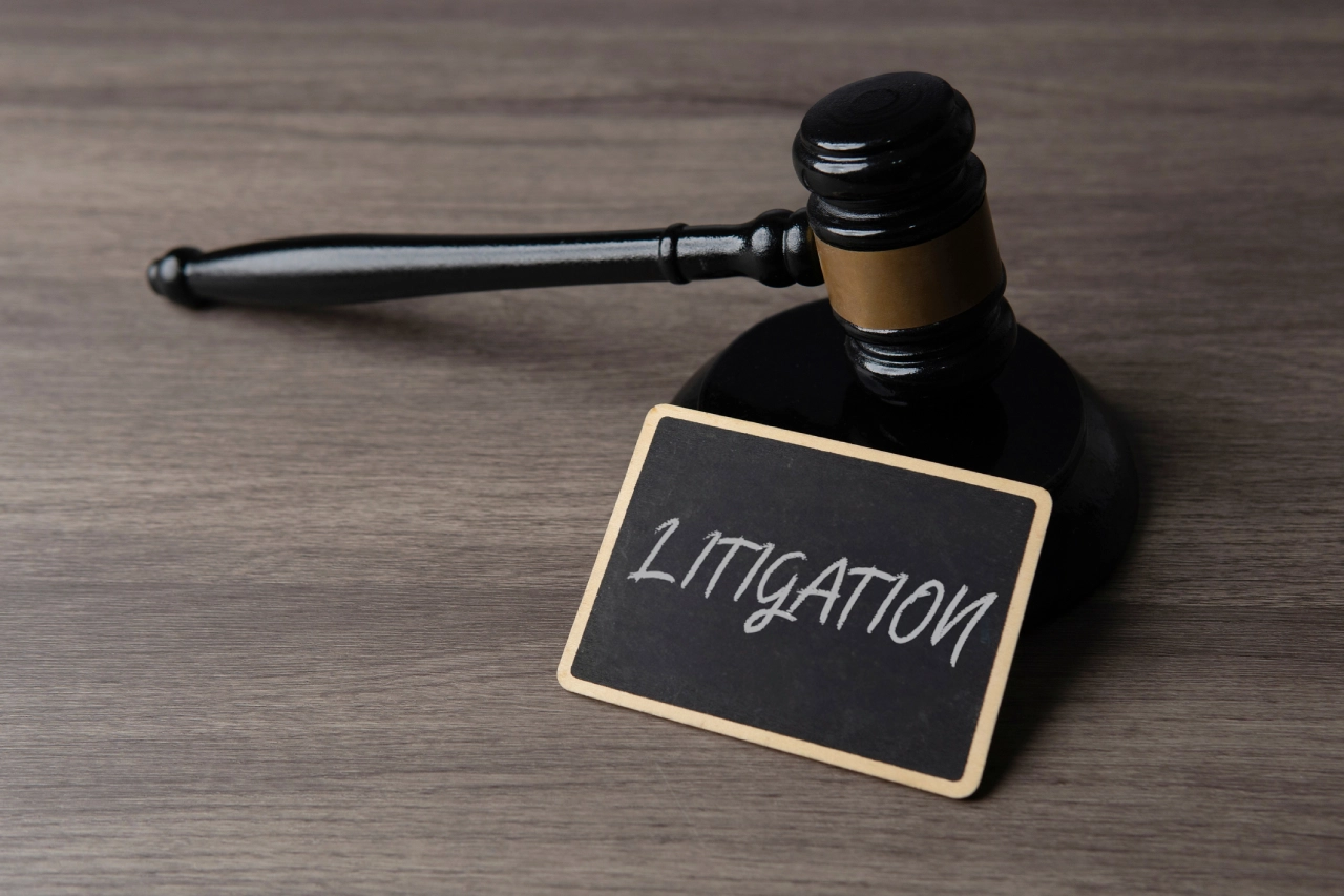 Gavel with litigation sign